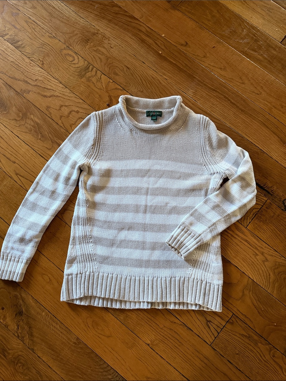 Always Cream and White Striped Cowl-Neck Sweater